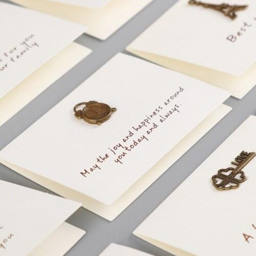 50Packs Wholesale Metal Festival blessing card with envelope greeting retro cards paper tower clover crown triumphal arch