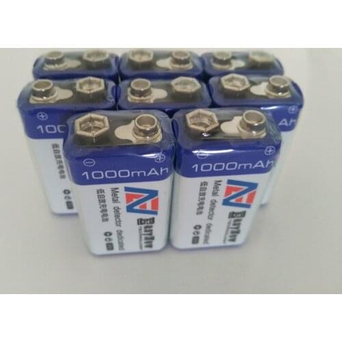 8pcs/lot Large capacity 9V 1000mAh lithium ion battery 6F22 rechargeable battery detector toy rechargeable battery