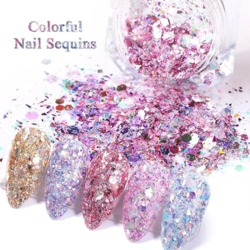 12 colours Nail Glitter Mix Powder Sequins Nail Sparkles Shiny Makeup Glitter Dust Nail Art Decoration Nails Set Arts
