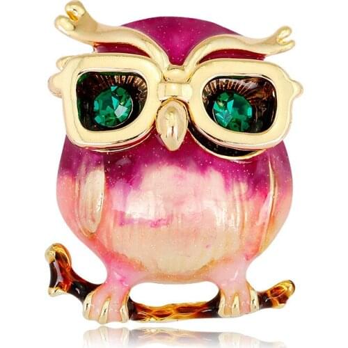 Lovely Kawaii Green Eye Owl Shape Brooches Pin Bright Enamel Bird Animal Clothing Accessories Women Brooches Hot Sale AL261