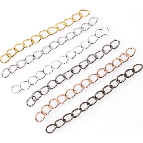 50Pcs/Lot 50mm Necklace Extension Chain Bulk Bracelet Extended Chains Tail Extender For Jewelry Making DIY Necklace Findings