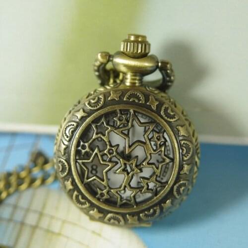 2017 watch with necklace and chain new men women lady Retro Steampunk Victorian Star Style Pendant Necklace Pocket watch wp030