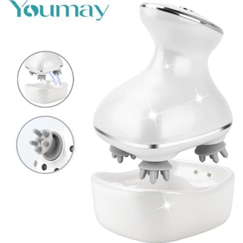 Youmay 3D Electric Head Massager Waterproof Scalp Massage Wireless Prevent Hair Loss Body Deep Kneading Vibrating Health Care