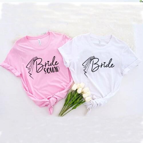 Bride Squad Cute Women T Shirt Bridal Bachelorette Party Team Clothes Graphic T-shirt Casual Wedding Female Top Tee Girls Shirt
