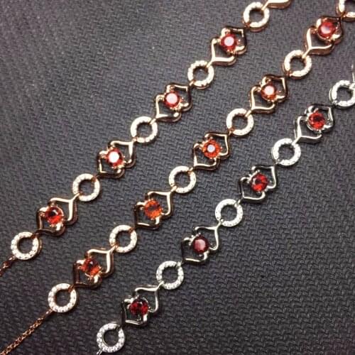Natural garnet bracelet, 925 silver inlay, unique style, can be adjusted in size. Woman stone