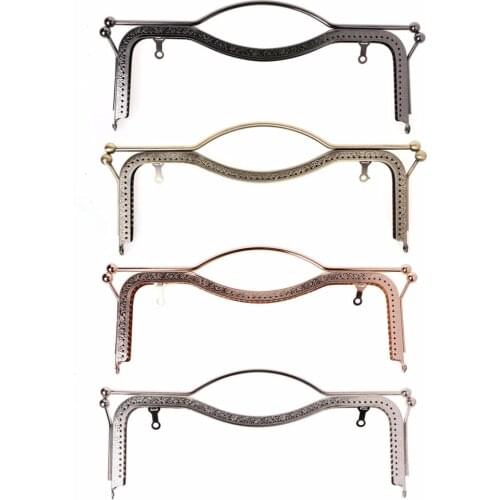 JAVRICK 1PC 27cm Coin Purse Bag Kiss Clasp Lock Metal Arch Frame Hand DIY Craft Light gold/Gun black/Silver/Bronze