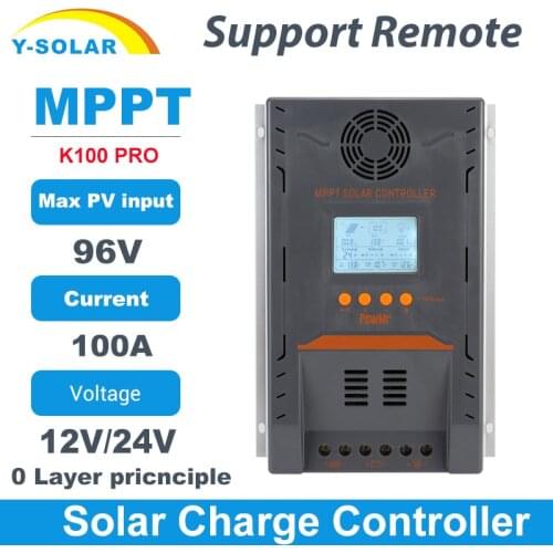 MPPT 100A Solar Controller 12V/24V Automatic Solar Charge Controller Battery Setting Max 100VDC LCD Backlight Support Meter