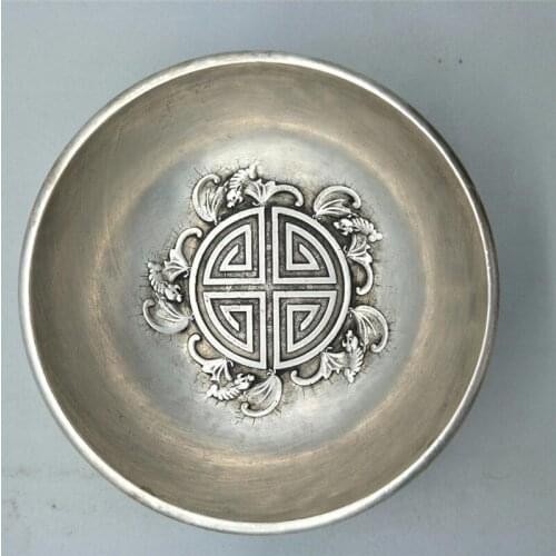 Pure copper copper bowl plate shuanglong spit beads pen wash home decoration