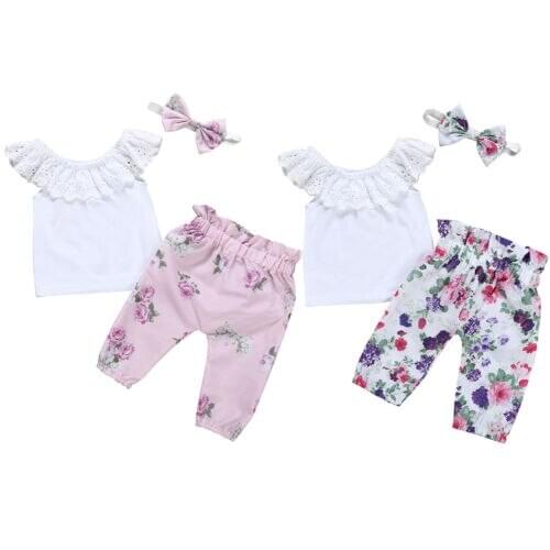 Boutique girl clothes Newborn Baby Girls Top T-shirt Floral Pants Leggings Outfit Set Clothes