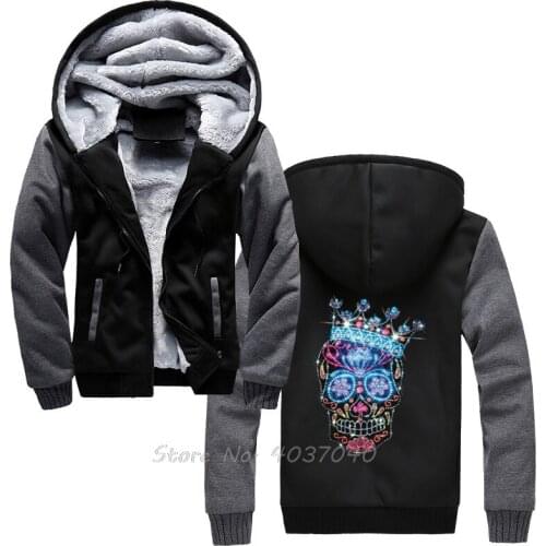 Leisure Fashion Winter Men Office Rhinestone Studs Sugar Hoodie Fashion Men Winter Thick Warm Sportwear Sweatshirts Harajuku