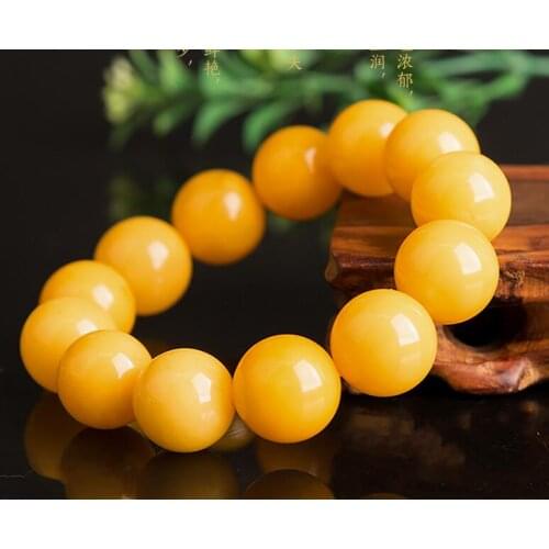 Natural Amber Honey Wax Hand String Mens One-Loop Bracelet Womens Original Mine Chicken Oil Yellow Old Honey Ball Buddha Bead