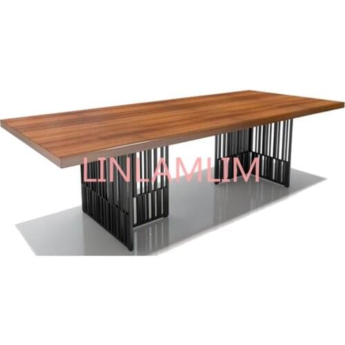 Big Wooden dining table set comedor sillas de comedor Nordic modern iron leg mesa comedor muebles de madera mesa de jantar CD260