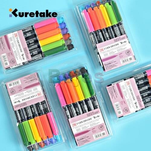 Kuretake ZIG FUDEBIYORI 6/12/24/48 colors set,Odourless,Flexible Hard brush tip, Effective for both details and larger spaces