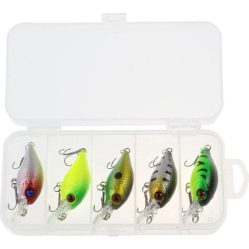 5pcs 4.2g Fishing Lure Kit Minnow Floating Bait Isca Crankbait Wobbler Pesca Jig Fishing Hook Set With Fishing Tackle Box