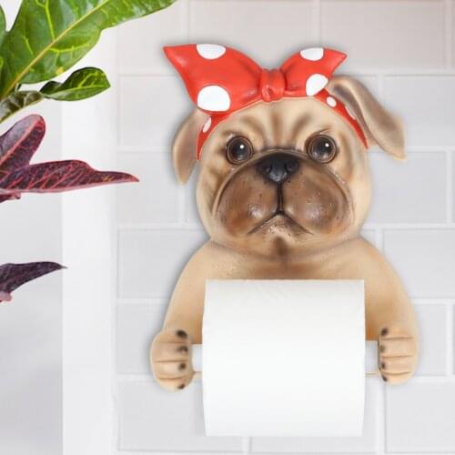 Resin Cartoon Dog Animal Shape Wall Hanging Tissue Case Creativity Tissue Paper Towel Tube Seat 3D Paper Towel Dispenser Rack