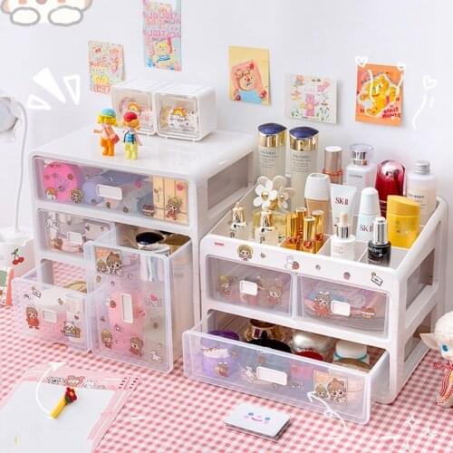 Ins Desktop Cosmetic Storage Box Desk Shelf Student Dormitory Desk Finishing Artifact Drawer Box
