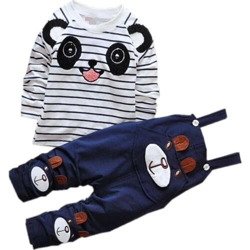 New Spring Autumn Baby Girl Clothes Children Boys Cotton T Shirt Overalls 2Pcs/set Toddler Active Costume Infant Kids Tracksuit