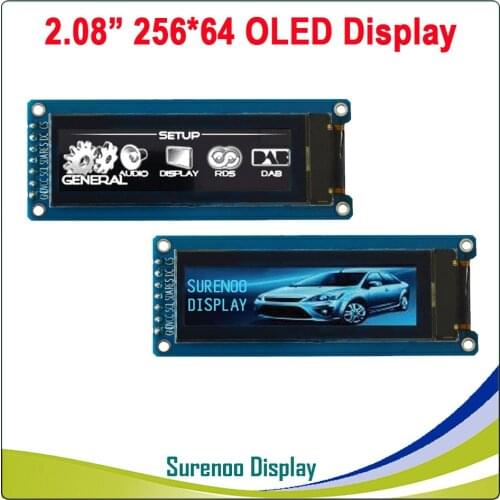 Real OLED Display, 2.08" 256*64 25664 Graphic LCD Module Display Screen LCM Screen SH1122 Controller Support SPI / I2C IIC