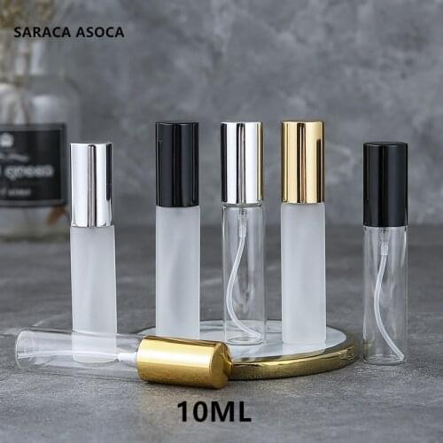 Wholesale 10ml/cc 100pcs/lot Ice Frost Glass Sprayer Spray Perfume Refillable Bottles Aluminum Bottle Caps Sliver And Glod Color