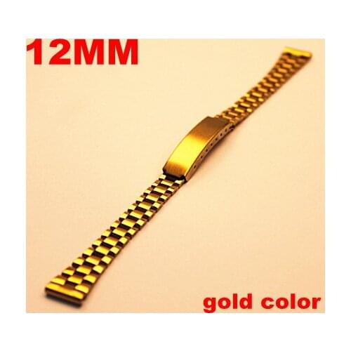 Wholesale 20PCS/lot High quality watch band (12mm and 18MM) ( gold color) stainless steel watch strap - 10069