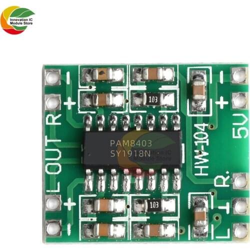 Ziqqucu PAM8403 2 Channels 2x3W Mini Digital Audio Amplifier Power Module Class D Audio Amplifier Board DC 2.5 -5V