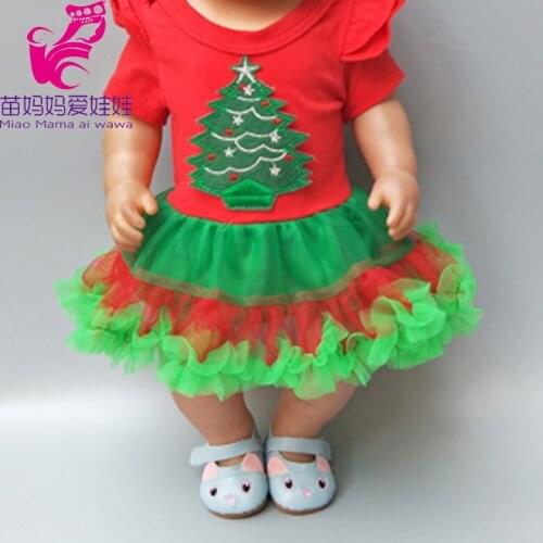 Doll Dress 43cm Reborn Baby Doll Christmas Dress with Hairband for 18 Inch Doll Christmas Dress