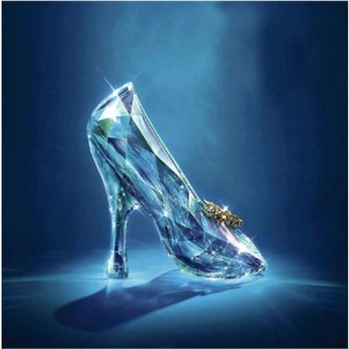 Princess Crystal Shoes Embroidery 5D Diy Diamond Painting Full Square Round Rhinestone Cross Stitch New Year Decoration