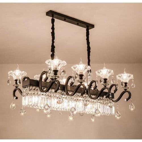 Hallway Led ceiling Chandelier Foyer Restaurant Black Crystal Lighting lampe Modern Dining Room Chandelier Luxury Bar lamparas