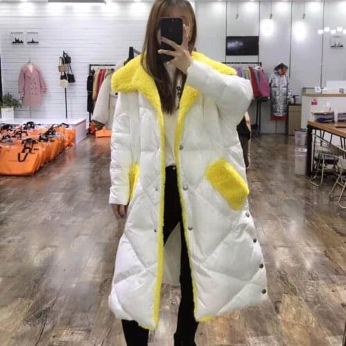 Down women jacket coat winter hooded with wool blends thick warm clothing new arrival 2021 X-long coats plus size parka fur coat