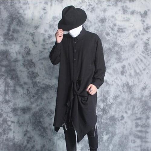 Loose fashion punk slim sexy shirt men long sleeve shirt teenage korean irregular shirt mens personality stage singer dance