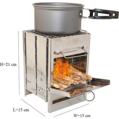 Portable stainless steel barbecue grill folding charcoal stove outdoor camping mini square stove 208
