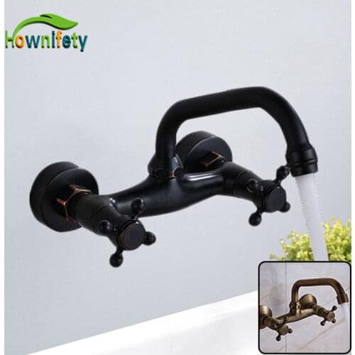 Newly Classic Antique Brass/Black Bronze Basin Faucet Bathroom Sink Tap Waterfall Spout Mixer Faucet Wall Mount
