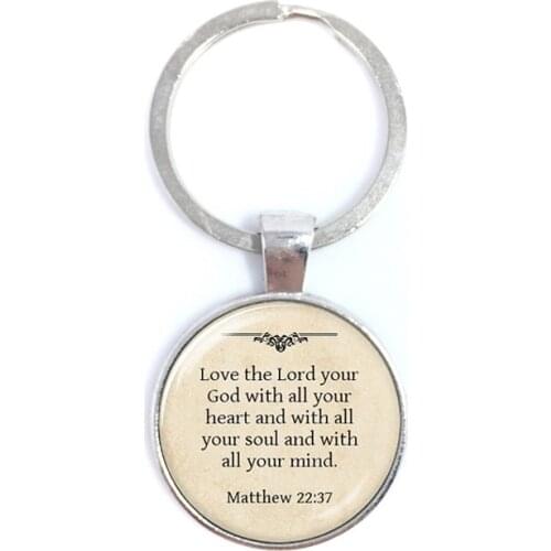 "Love The Lord Your God Withall Your Heart Luke" Glass Dome Keychains For Motivating People Famous Aphorism Teachers Day Gift