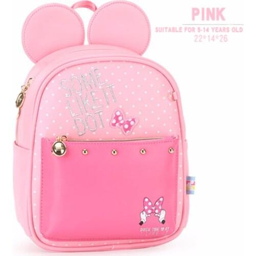 Disney New Minnie Girls Mummy Bag Cartoon Pattern Kid Mummy bag Fashion PU Leather Mummy bag