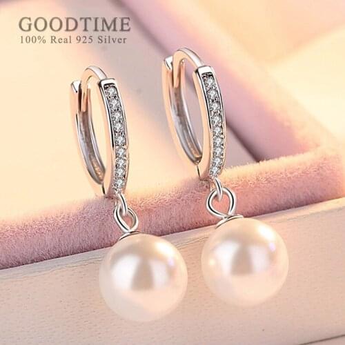 Fashion Women Earring Pure 925 Sterling Silver Pearl Zircon Earrings Rhinestone Stud Earrings For Girl Lady Party Dress Up Gift