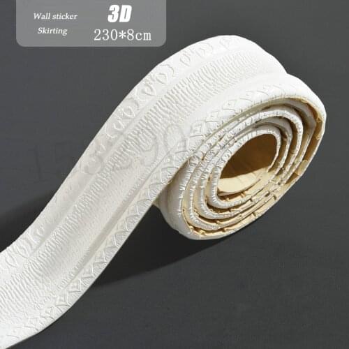 Waterproof Self-adhesive Foam Baseboard Wall Sticker 3D Embossed Waistline Floor Corner Line Skirting Board Stickers Wallpaper
