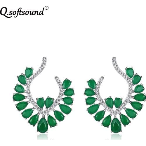 New Creative Bohemian Style Stud Earrings for Women White Gold Color Pear Cut Zircon Statement Earring Party Jewelry Gift QS0506