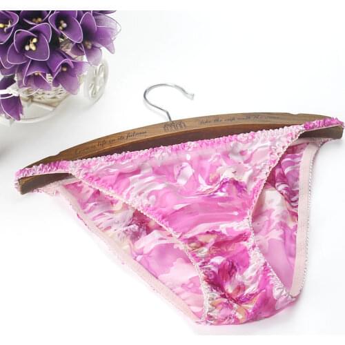 100% Mulberry Silk Women Panties Sexy Real Silk Low-Rise Print Briefs M/L/XL Free Shipping