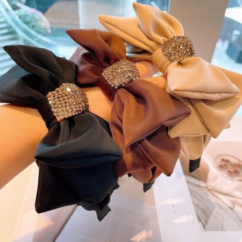 2021 New Retro European American Style Full Diamond Headband Multi-layer Side Bow Hairband Hair jewelry Hair Accessories