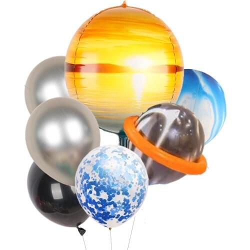1 Set Gradient Space Astronaut Aluminum Foil Balloon Rocket Flying Saucer Birthday Party Decoration Baby Shower Childrens Toys