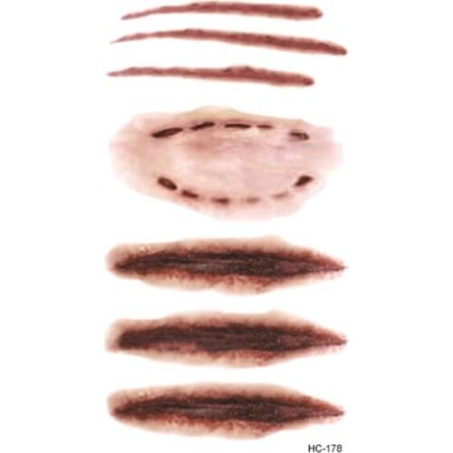 1PCS Halloween Wound/Scab/Blood Flash Tattoo Sticker Waterproof Temporary Tattoo Sticker Henna Temporary Body Art