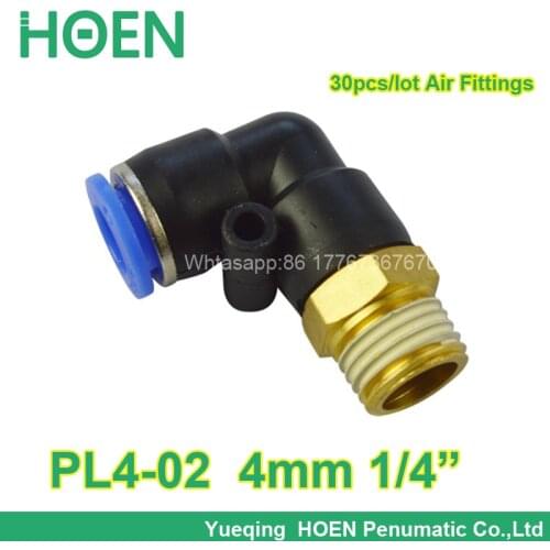 100pcs/lot 4mm thread 1/4" air straight hose pneumatic fitting PL4-02 Push In One touch tube quick pipe connector Quick Fitting
