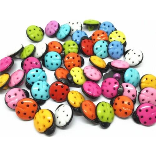 100pcs Mixed Color Ladybugs Ladybirds Buttons Plastic Shank Button Sewing Notions Accessories DIY Crafts Appliques
