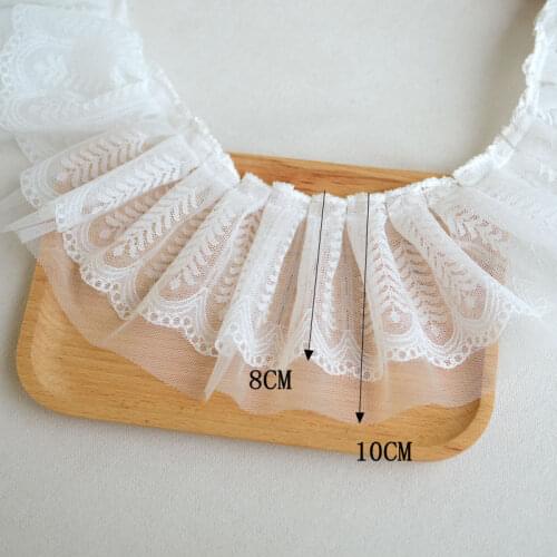 2meter White Lace accessories white double-layer lace wrinkled lace dress skirt accessory material