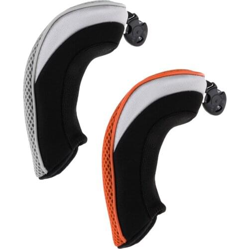 2pcs Premium Golf Hybrid UT Club Rescue Head Cover Headcover with Number Tag 2, 3, 4, 5, 7, X -Orange & Gray