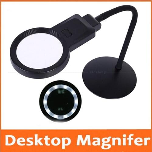 3X 4.5X USB Adjustable Table Lamp LED Illuminated Desk-top Welding Magnifier Magnifying Glass Cell Phone Circuit Board Repair