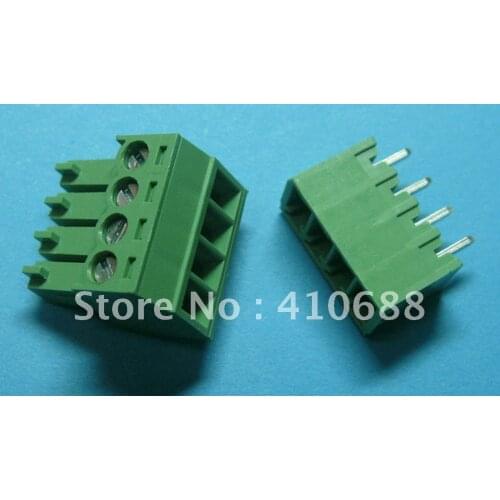 4pin/way Pitch 3.5mm Screw Terminal Block Connector Green Color T Type with pin 50 pcs