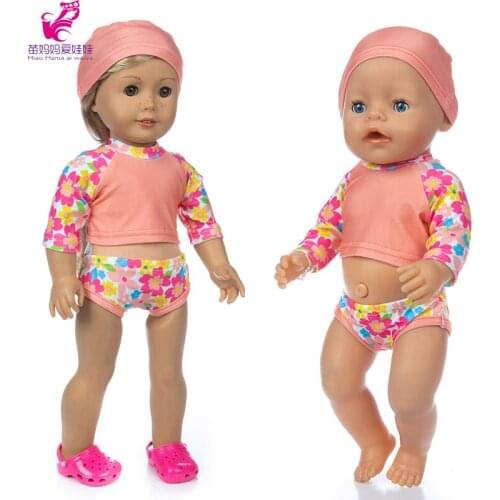 43 cm baby new born doll swimming clothes set18 inch american og girl doll bikini with cap