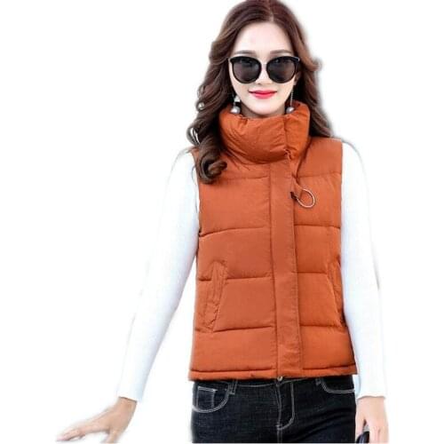 Plus Size 3XL 2018New Fashion Autumn Winter Womens Vest Stand-Collar Down Cotton Waistcoat Female Button Warm Casual Vest Q769