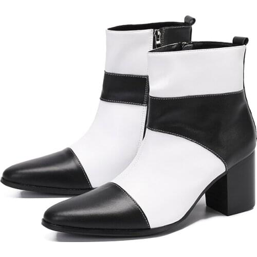 Trendy Height Increase Chelsea Boots Men High Heels Pointed Toe Zip Genuine Leather Boots Mens Career Work Show Botas Hombre